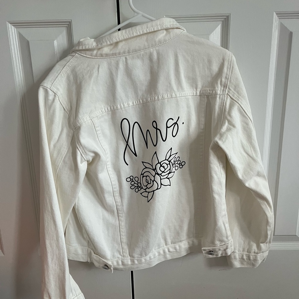 “Mrs” Wedding White Jean Jacket